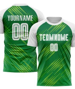Benutzerdefiniertes Neongrün-Weiß-Kelly-Grün-Sublimations-Fußballtrikot