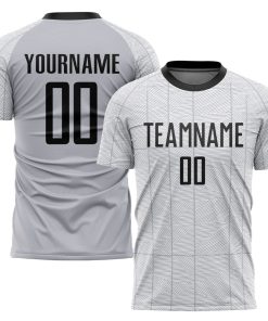 Benutzerdefiniertes grau-schwarz-weißes Sublimations-Fußballtrikot