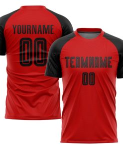 Benutzerdefiniertes rot-schwarzes Sublimations-Fußballtrikot