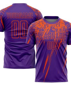 Benutzerdefiniertes lila-orangefarbenes Sublimations-Fußballtrikot