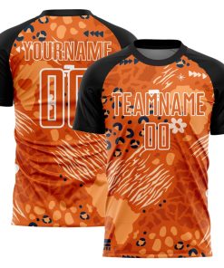 Benutzerdefiniertes Orange Bay Orange-Schwarzes Fußballtrikot mit afrikanischem Muster