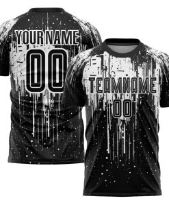 Benutzerdefiniertes weiß-schwarzes Sublimations-Fußballtrikot
